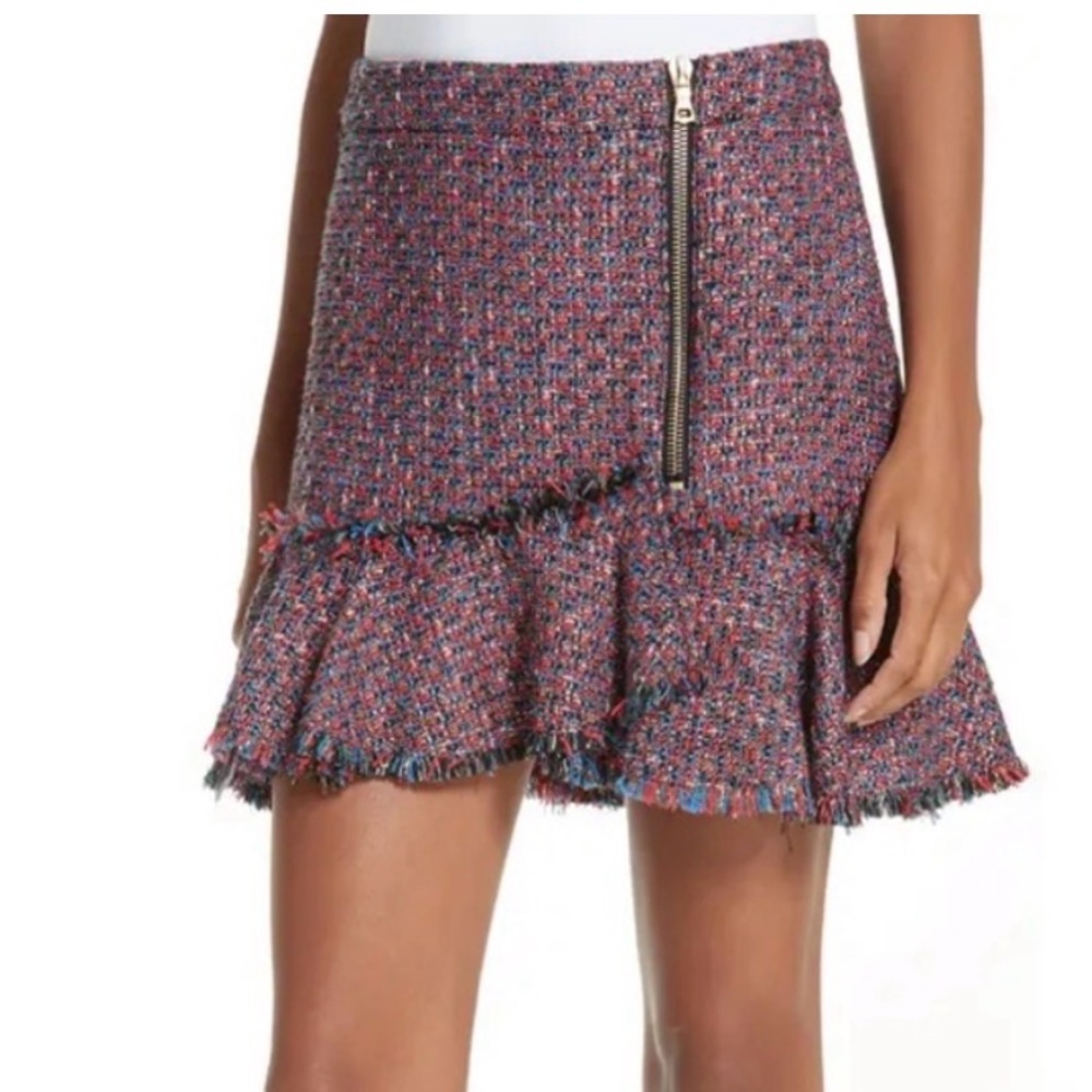 Veronica Beard Tweed Red And Blue Mini Skirt Sz 6
